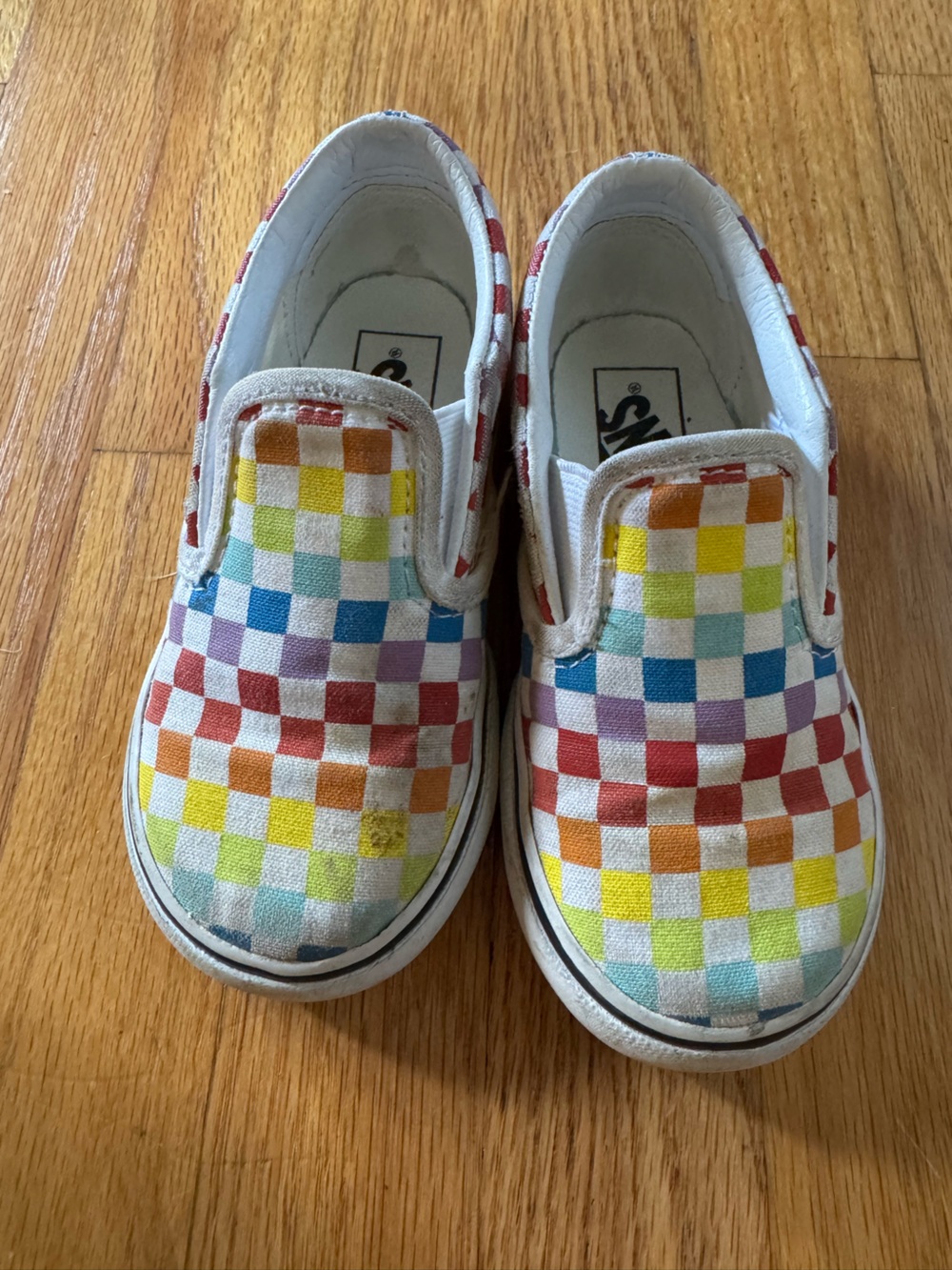 Vans Kids Slip-On Checkerboard Sneakers in Rainbow Colors